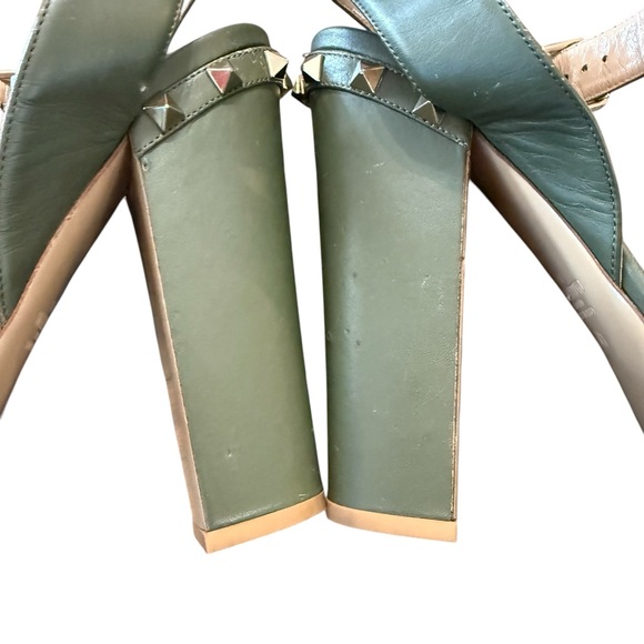 Valentino Garavani Rockstud Accent Green Leather Platform Sandals EU 41 US 11 - Picture 12 of 15